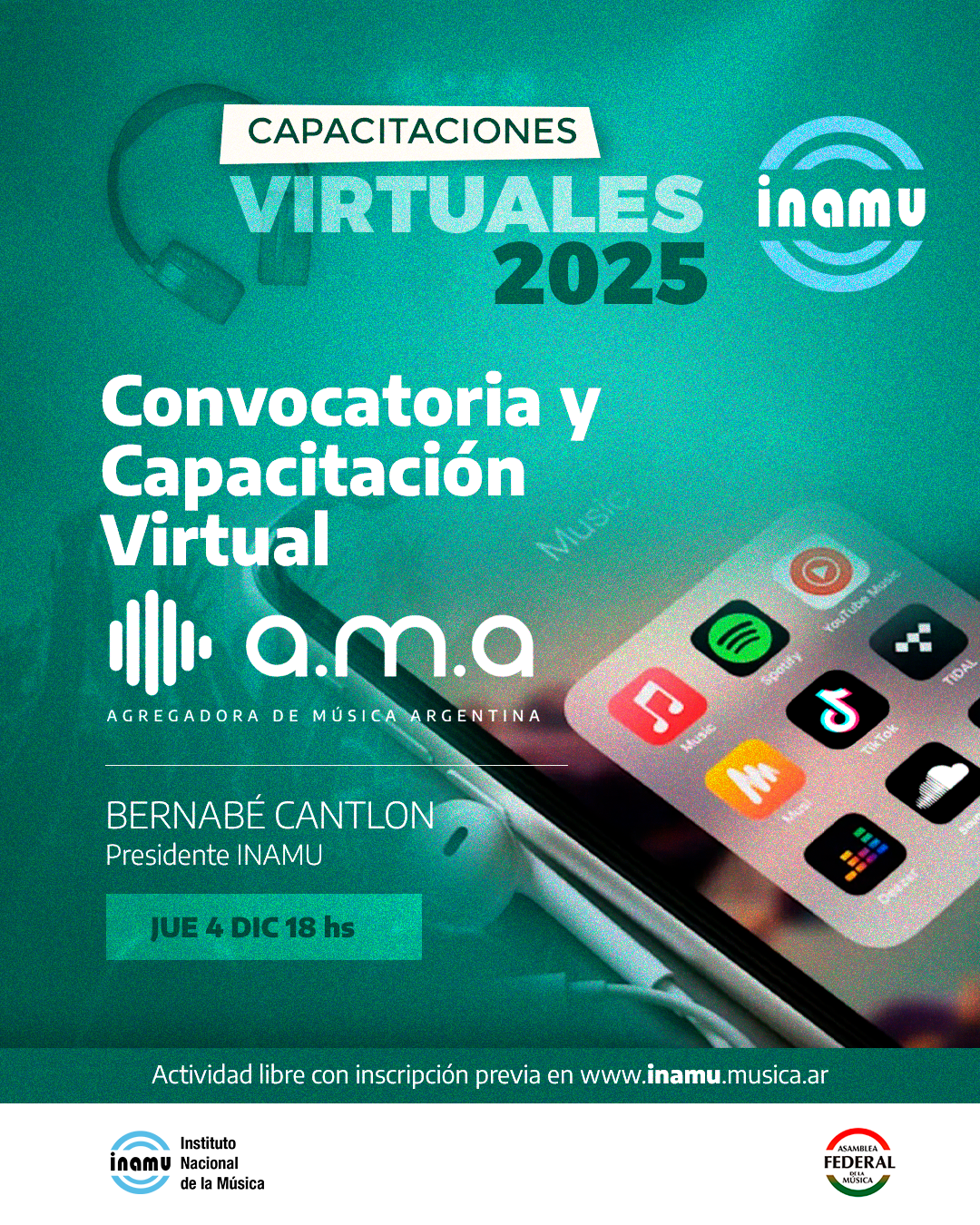 Convocatoria y Capacitación Virtual de AMA – Agregadora de Música Argentina 